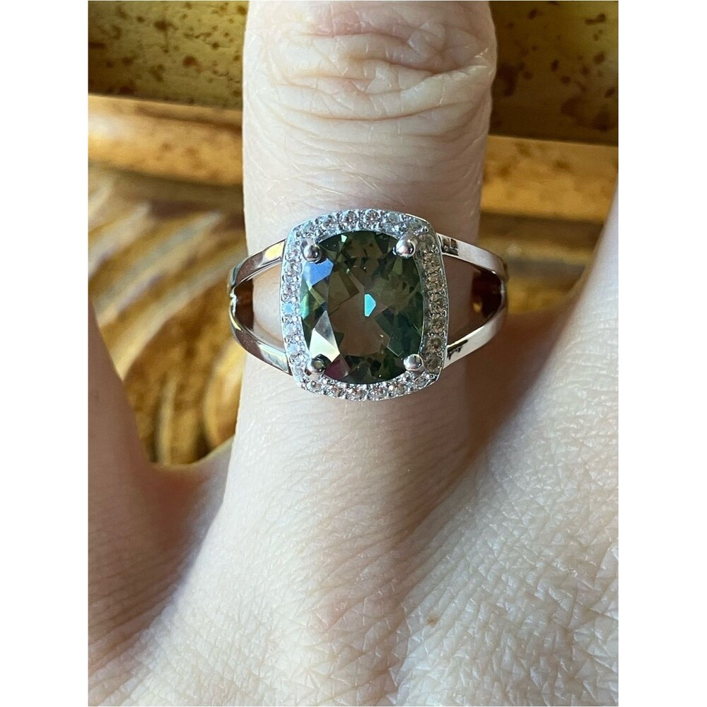 Genuine Green Labradorite Sterling Silver Ring Size 6